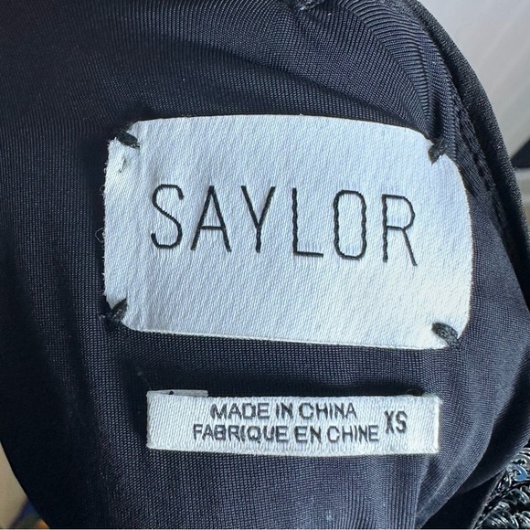 SAYLOR MAURA Sequined Party Cocktail Mini  Dress Sz XS Animal Print Long Sleeve - Picture 10 of 11